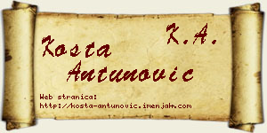 Kosta Antunović vizit kartica